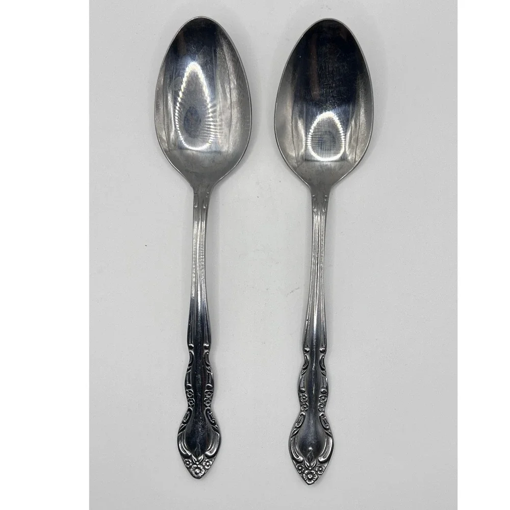 Imperial tablespoons 7.25in excellent floral scroll stainless Korea 2pc
